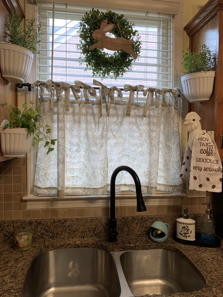 Linen curtains block the view while letting the light in.